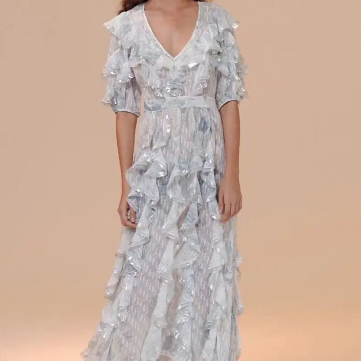 [BUNJANG] Rebecca Taylor Silk Ruffle Long Dress / 레베카테일러 실크 러플 롱원피스(새상품)한섬 이자벨마랑 짐머만 산드로