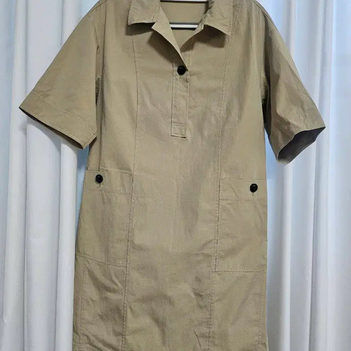 [BUNJANG] ZOOC Beige Short-Sleeve Cotton Dress Size 55 / ZOOC 진베이지  반팔 면 원피스  55