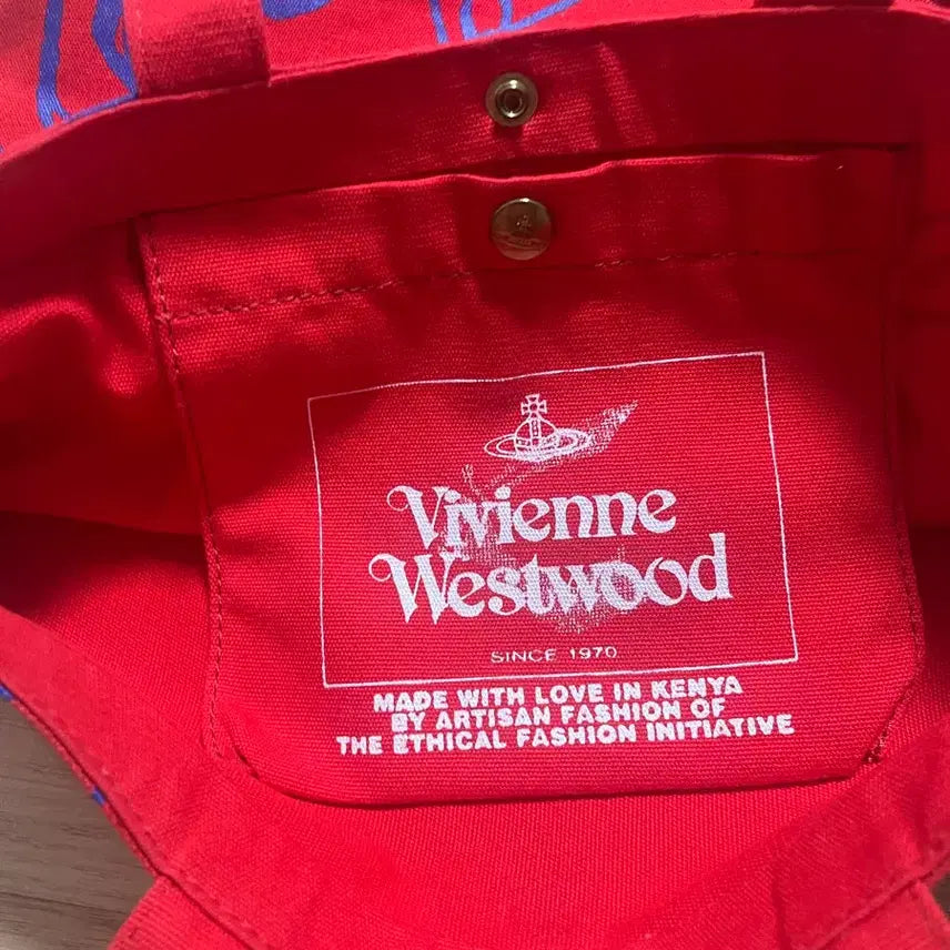 [BUNJANG] Vivienne Westwood Red Canvas Eco Bag / 비비안웨스트우드 에코백(레드)