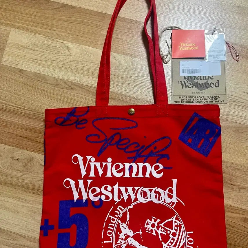 [BUNJANG] Vivienne Westwood Red Canvas Eco Bag / 비비안웨스트우드 에코백(레드)