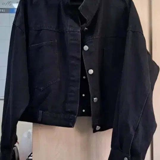 [BUNJANG] Loose Fit Black Jeans Short Jacket / 루즈핏 블랙진 숏재킷