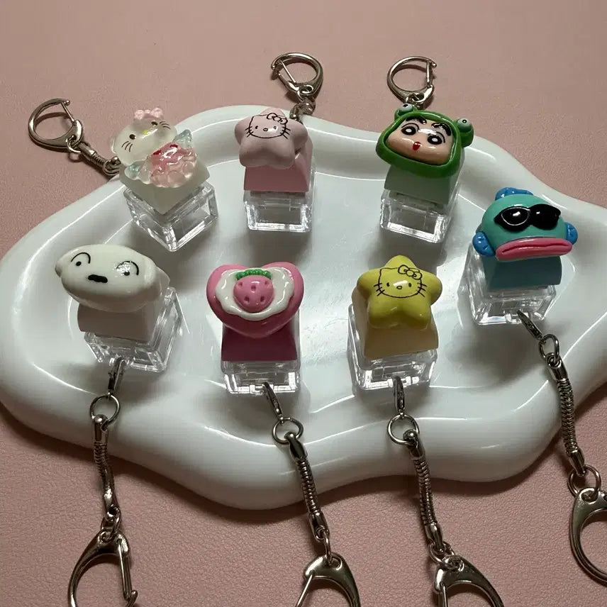 [BUNJANG] Customizable Keycap Charm Keychain with Assorted Parts / 내맘대로 꾸미는 키캡키링