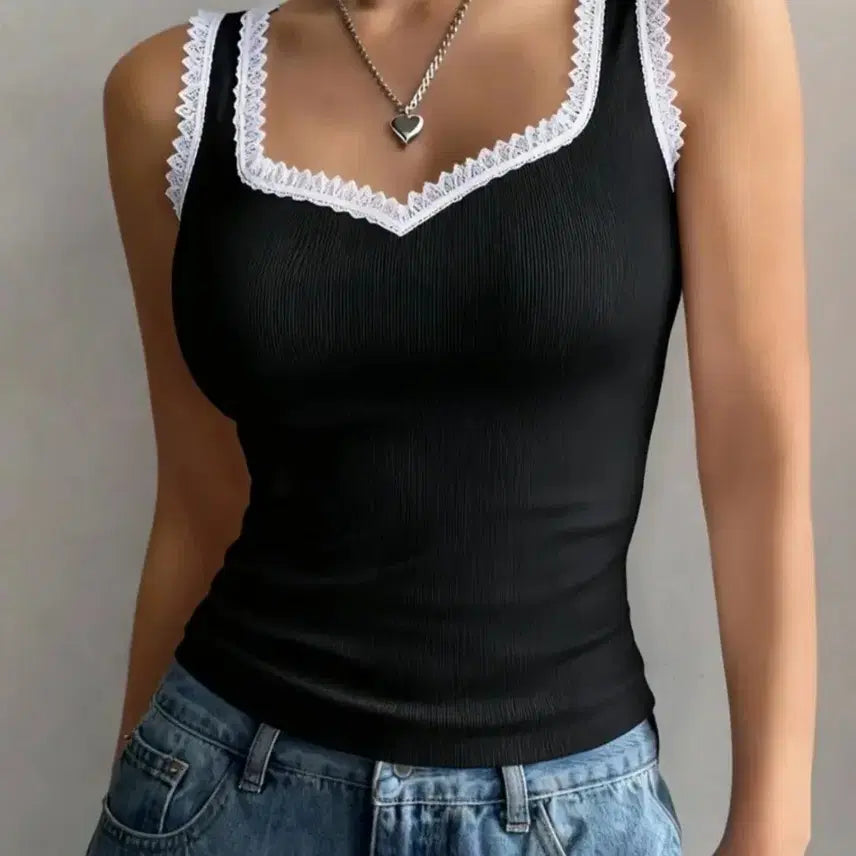 [BUNJANG] Lace Trim Camisole Top / 새상품)레이스나시티