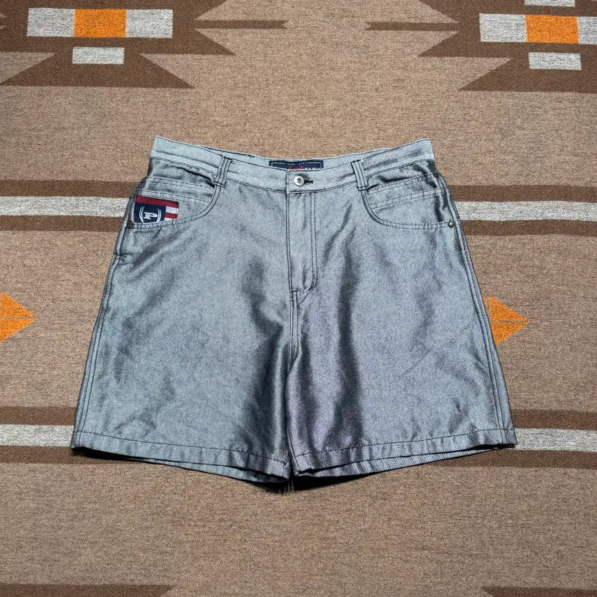 [BUNJANG] Fat Farm 90s Silver Denim Shorts Size 35 / USA 90s 팻팜 실버 데님 쇼츠 35