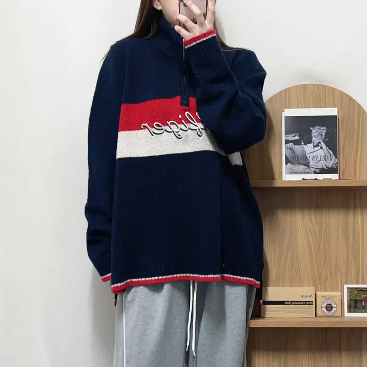 [BUNJANG] Tommy Hilfiger Navy Knit Half-Zip Sweater XL / [정품] 타미 네이비 니트 반집업 [ XL ]