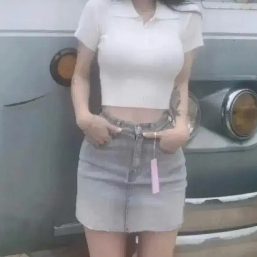 [BUNJANG] Fayeed Light Gray Denim Mini Skirt S / 페일제이드 라이트 그레이 데님 스커트 s