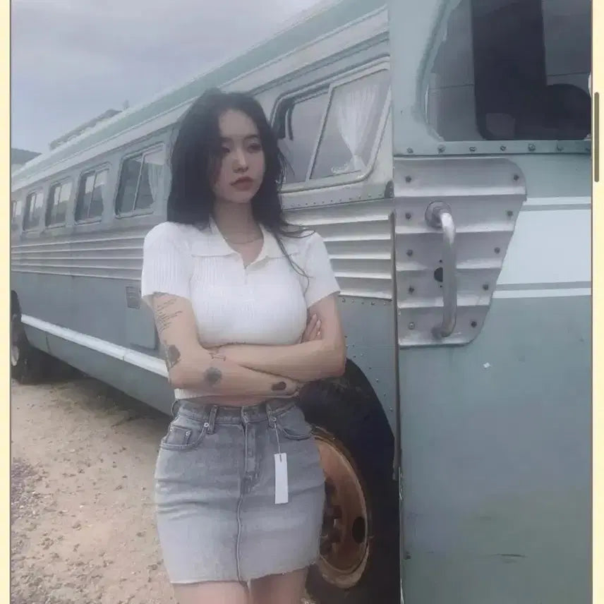 [BUNJANG] Fayeed Light Gray Denim Mini Skirt S / 페일제이드 라이트 그레이 데님 스커트 s