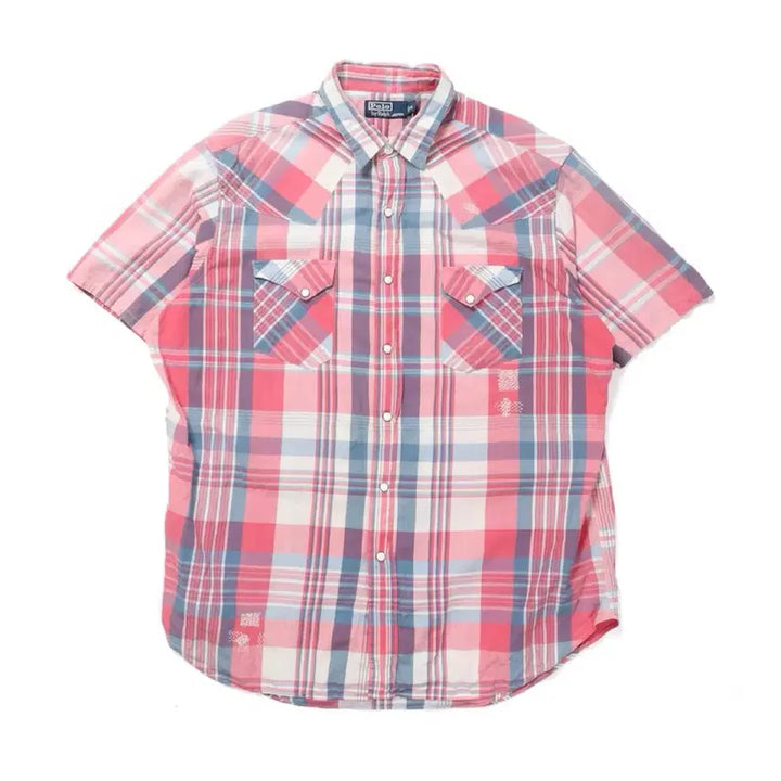 [BUNJANG] Polo Ralph Lauren Check Pattern Half Shirt XL (105) / 폴로 랄프로렌 Polo by Ralph Lauren Check Shirt