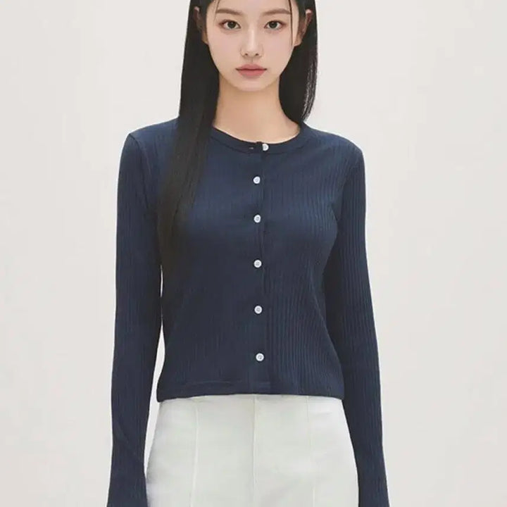 [BUNJANG] Roem Navy Round Neck Cardigan / 로엠 네이비 라운드넥 가디건