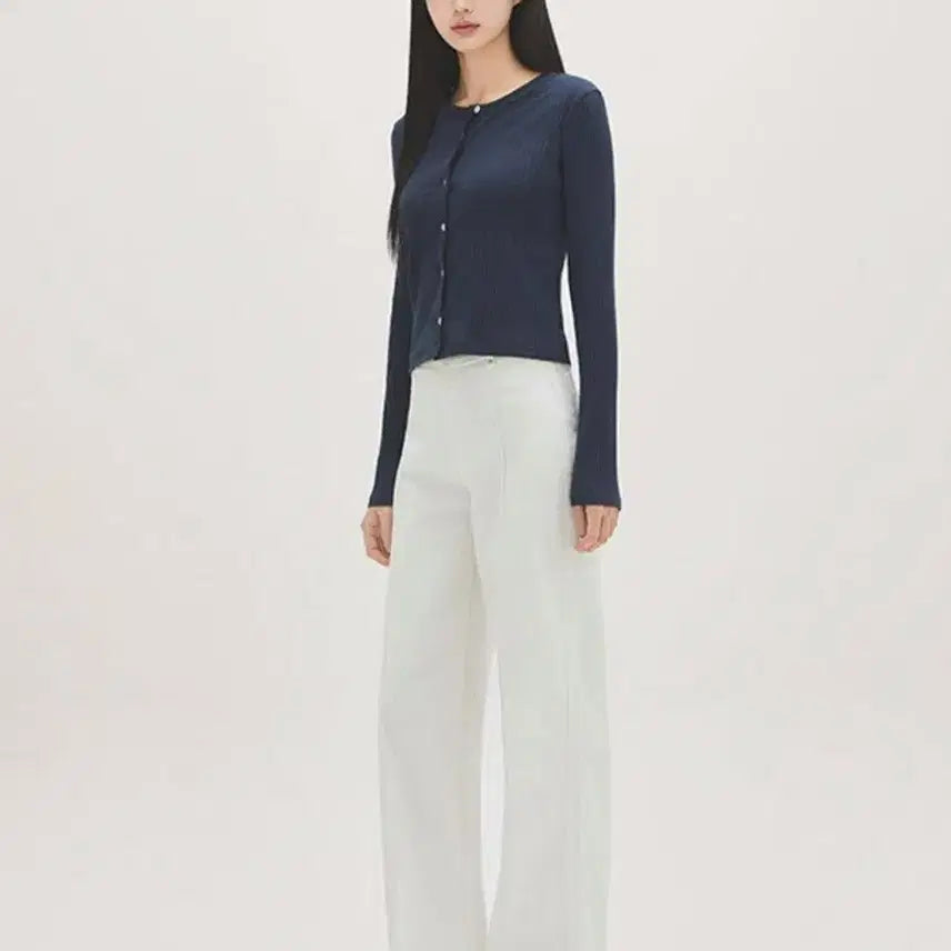 [BUNJANG] Roem Navy Round Neck Cardigan / 로엠 네이비 라운드넥 가디건