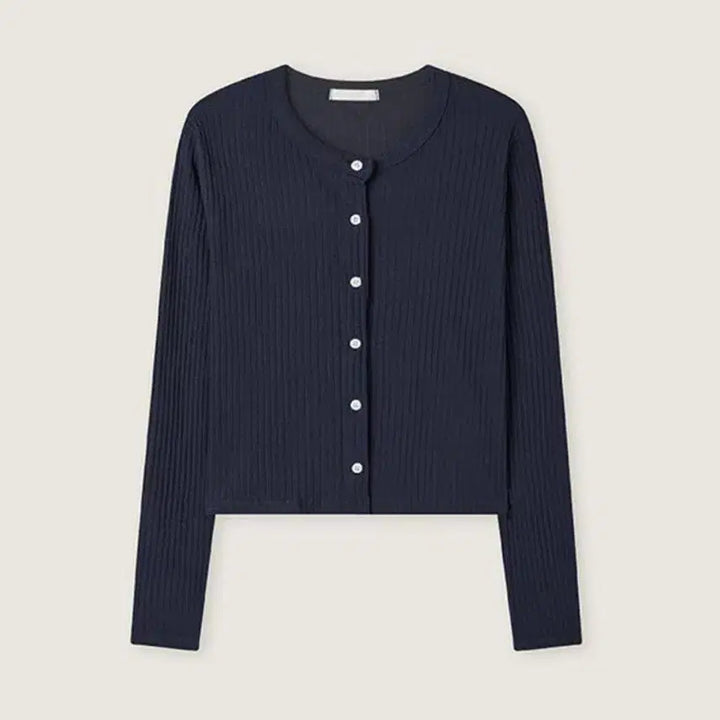 [BUNJANG] Roem Navy Round Neck Cardigan / 로엠 네이비 라운드넥 가디건