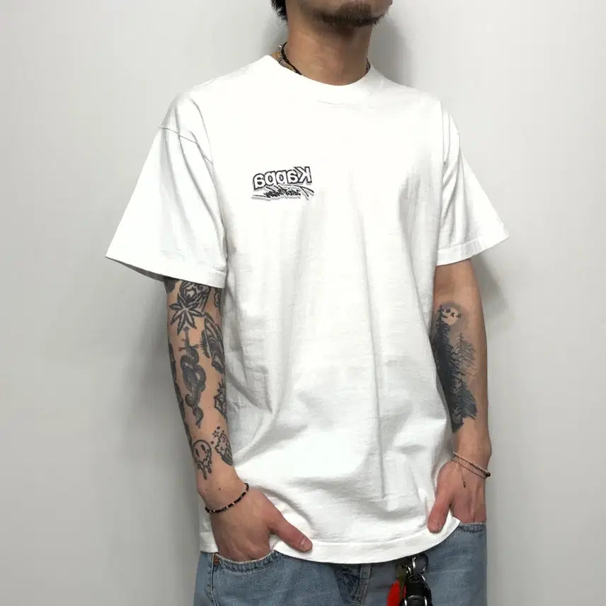 [BUNJANG] 90s Fruit of the Loom Kappa Single Stitch Short Sleeve T-Shirt - Size L / 90s 프룻오브더룸 KAPPA 빈티지 싱글스티치 반팔티