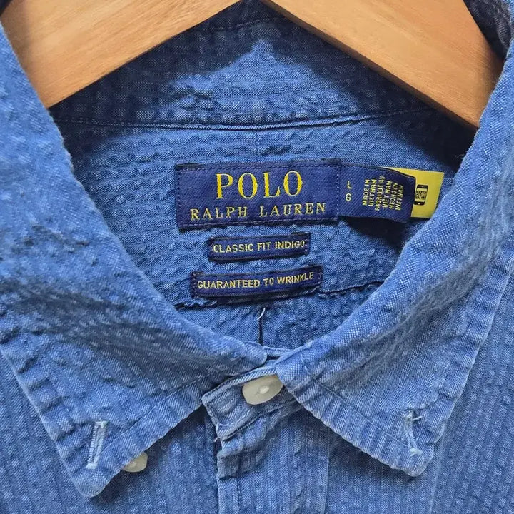 [BUNJANG] Polo Ralph Lauren Indigo Seersucker Shirt L / 폴로 랄프로렌 인디고 시어서커 셔츠 L
