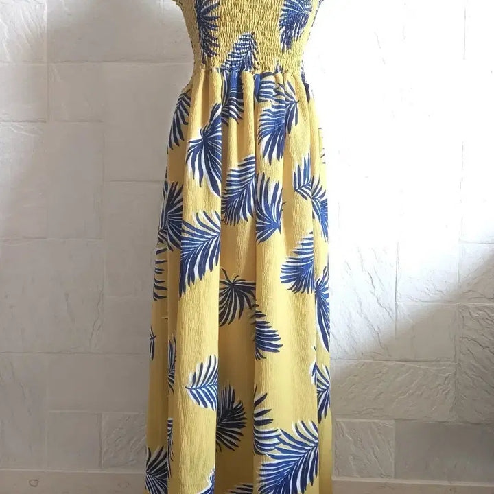 [BUNJANG] Yellow Palm Tree Print Long Dress / 옐로우 야자수 롱 원피스