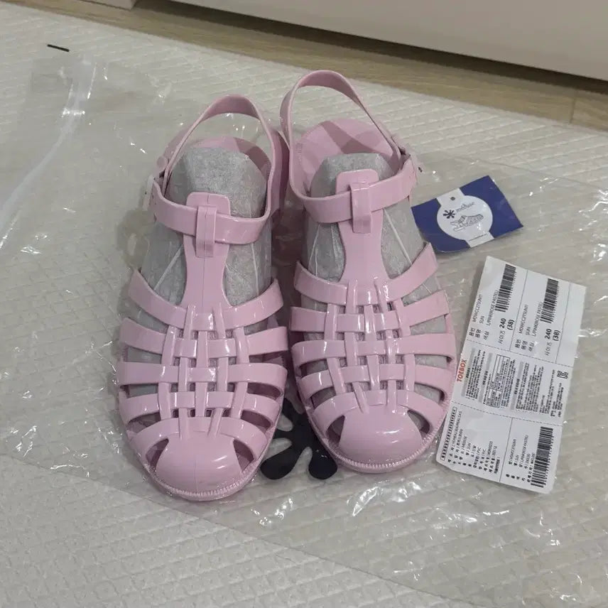 [BUNJANG] Pastel Pink Jelly Sandals - Size 240 (New) / 젤리샌들 핑크 240 새상품