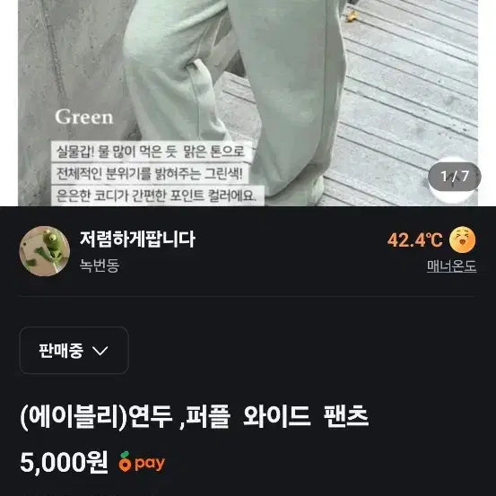 [BUNJANG] A-bly Green, Purple Wide Training Pants / 에이블리)연두 ,퍼플  와이드  팬츠