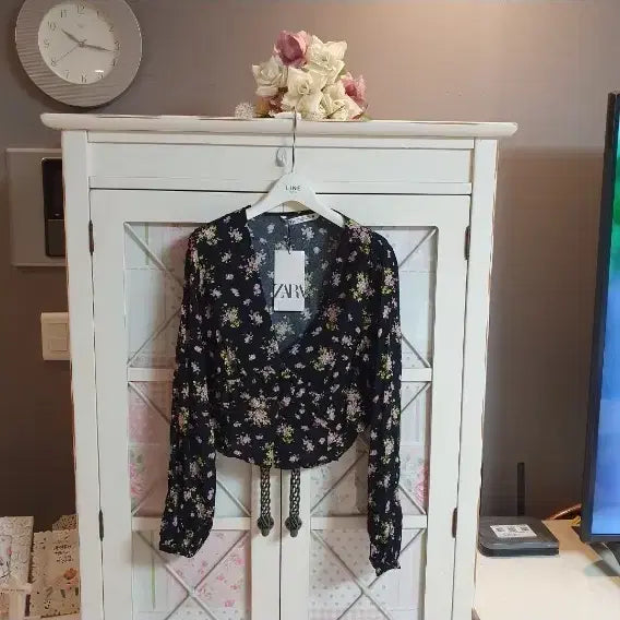 [BUNJANG] Zara Floral Pattern Blouse (Size 55) / 자라 플라워 패턴 블라우스/55 새상품