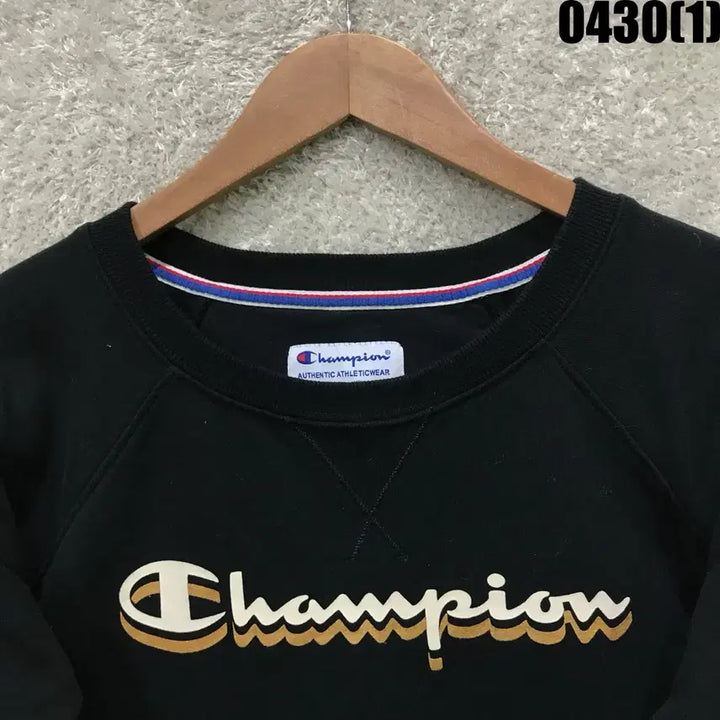 [BUNJANG] Champion Black Logo Sweatshirt Medium / 챔피온 블랙 로고 맨투맨 티셔츠 m