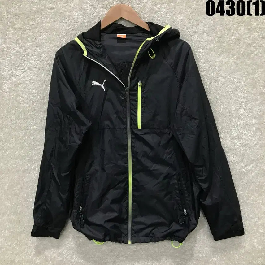 [BUNJANG] Puma Black Windbreaker Hooded Jacket L / 푸마 블랙 바람막이 후드 자켓 L