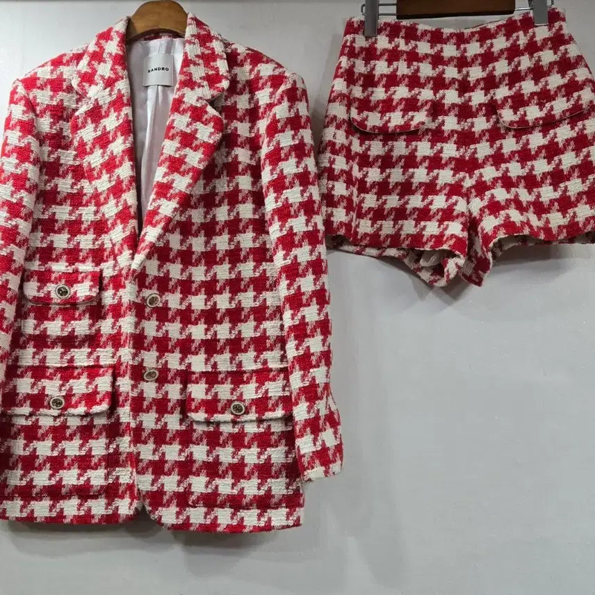 [BUNJANG] Sandro Houndstooth Two-Piece Set / 산드로 하운드체크 투피스