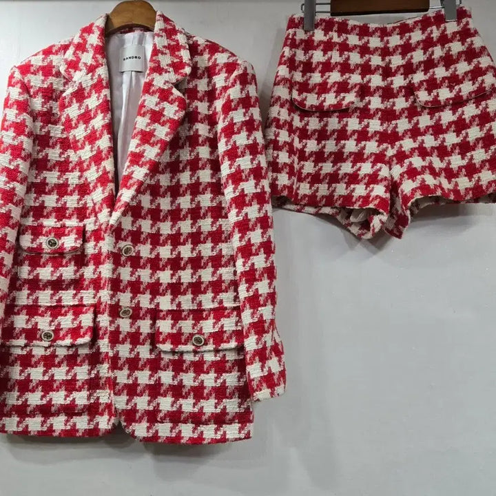 [BUNJANG] Sandro Houndstooth Two-Piece Set / 산드로 하운드체크 투피스