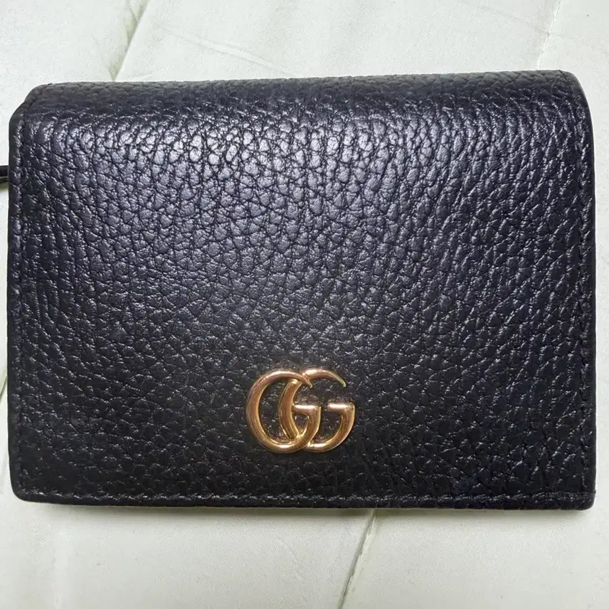 [BUNJANG] Gucci GG Marmont Leather Card Case Wallet Black / s+급) 구찌 GG 마몽 레더 카드 케이스 지갑 블랙 단품
