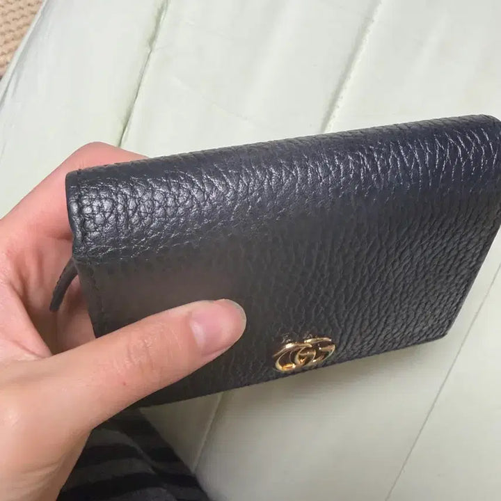 [BUNJANG] Gucci GG Marmont Leather Card Case Wallet Black / s+급) 구찌 GG 마몽 레더 카드 케이스 지갑 블랙 단품