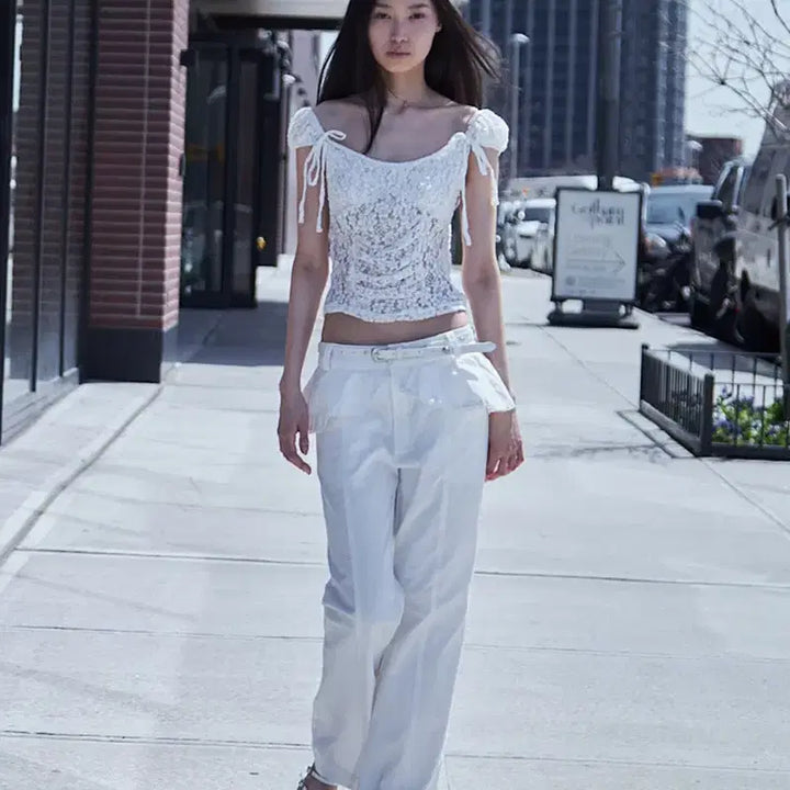 [BUNJANG] SERIC Crease Shirring Half Top / 세릭 셔링탑 LACE CREASE SHIRRING HALF TOP