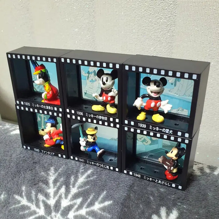 [BUNJANG] Classic Disney Mickey Mouse Movie Scene Figures Set of 6 / 고전 디즈니 미키마우스 영화 장면 피규어 6종셋트