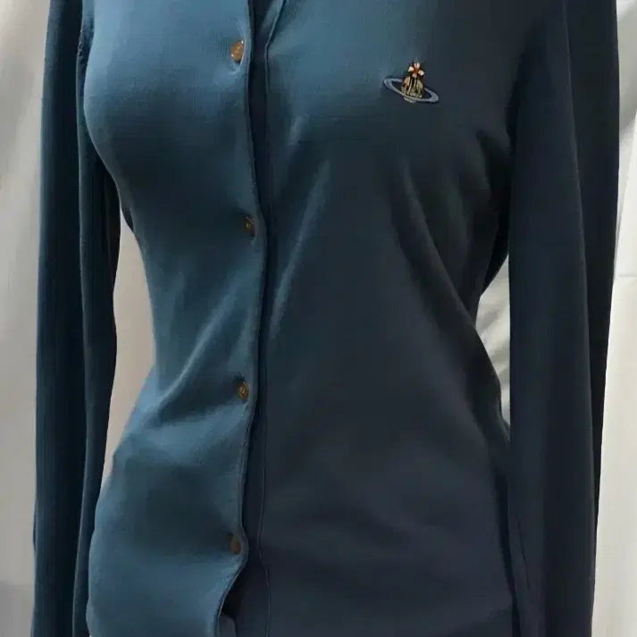[BUNJANG] Vivienne Westwood Blue Logo Cardigan / 비비안웨스트우드 블루 가디건 S
