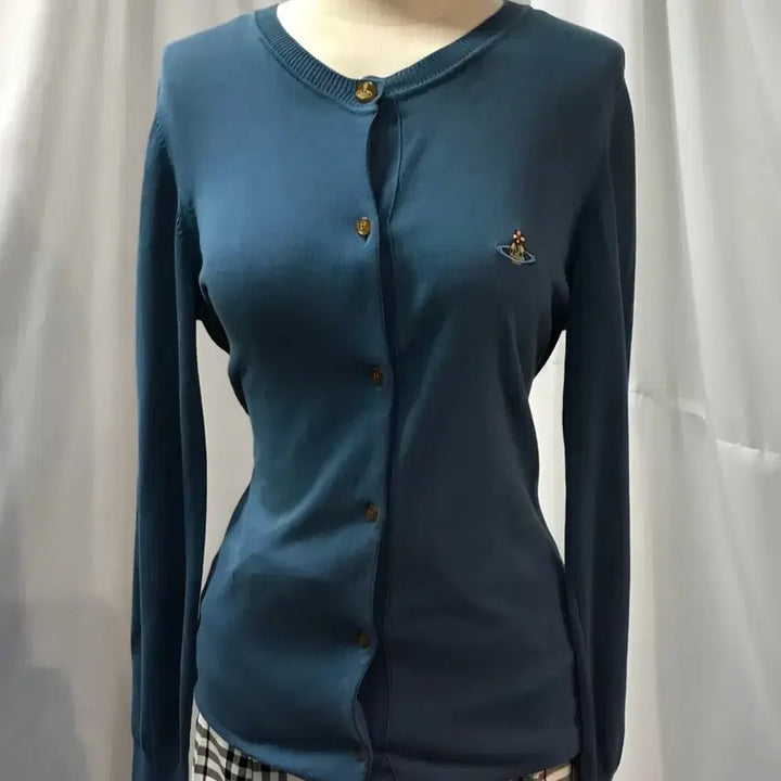 [BUNJANG] Vivienne Westwood Blue Logo Cardigan / 비비안웨스트우드 블루 가디건 S