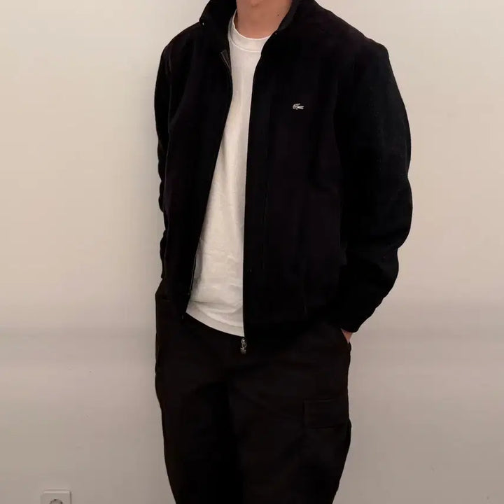 [BUNJANG] Lacoste Silver Logo Knit Blouson Jacket / 라코스테 은장로고 니트 블루종