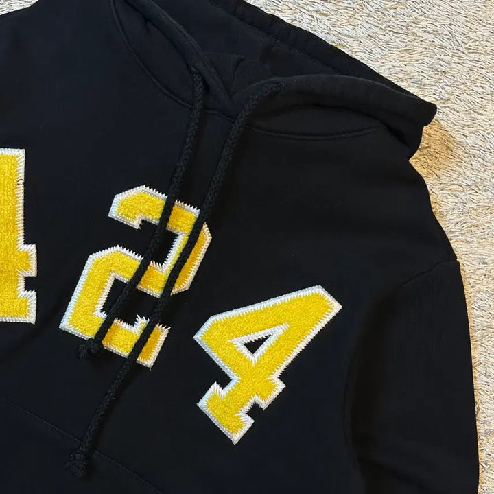 [BUNJANG] 424 University Hoodie Black Yellow S / [S] 424 유니버시티 후드티 검노