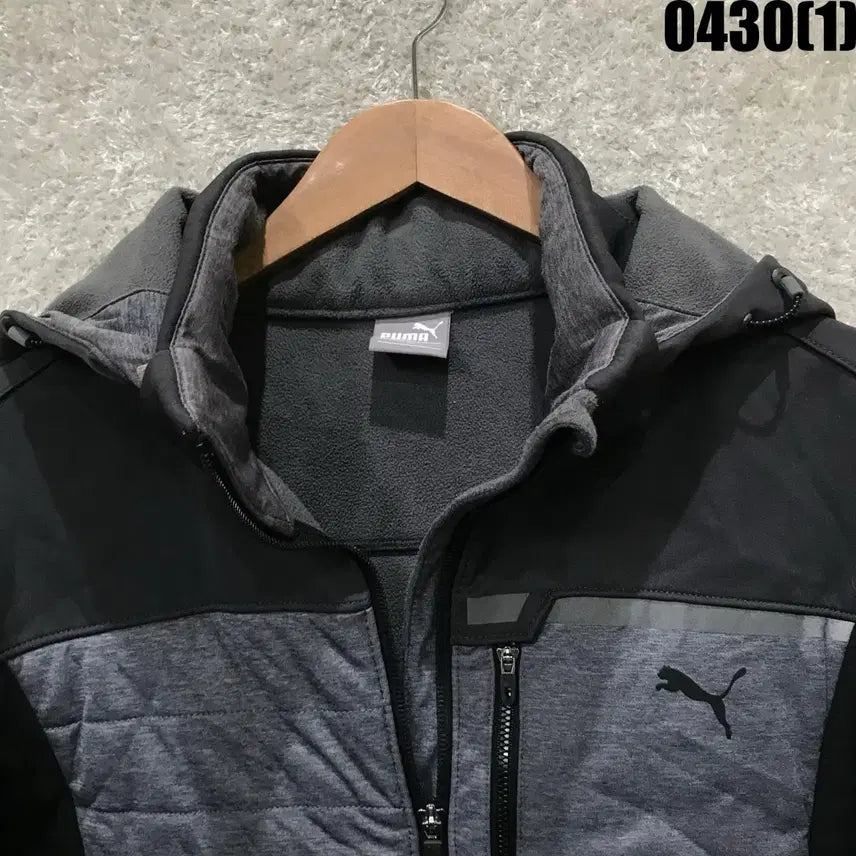[BUNJANG] Puma Padded Hooded Zip-Up Jacket Black/Grey XL / 푸마 패딩 후드 집업 블랙/그레이 XL