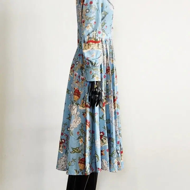 [BUNJANG] Flower Pleats Long Dress / 플라워 플리츠 롱원피스