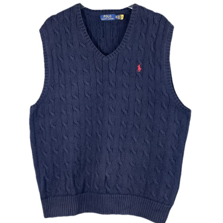 [BUNJANG] Polo Ralph Lauren Cotton Cable Knit Vest XXL / [XXL] 폴로 랄프로렌 코튼 꽈배기 케이블 니트 베스트 조끼 QR인증