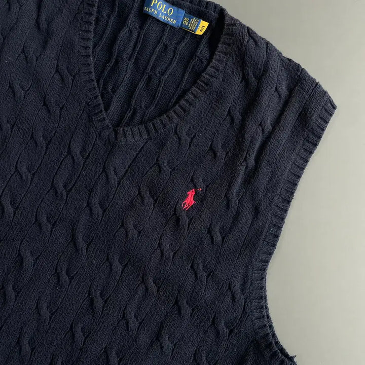 [BUNJANG] Polo Ralph Lauren Cotton Cable Knit Vest XXL / [XXL] 폴로 랄프로렌 코튼 꽈배기 케이블 니트 베스트 조끼 QR인증
