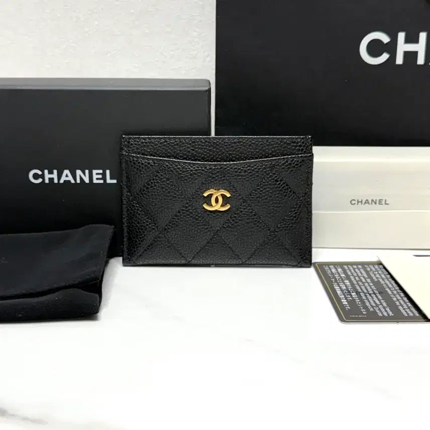 [BUNJANG] Chanel Caviar Card Holder Black Gold Hardware / (정품/A+)샤넬 캐비어 카드지갑 금장