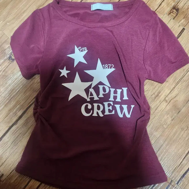 [BUNJANG] APHI CREW Wine Short Sleeve T-Shirt / APHI CREW 와인색 반팔 티셔츠