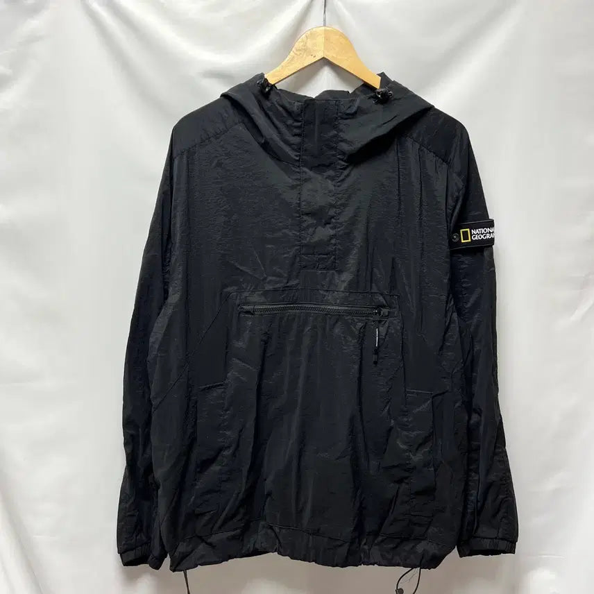[BUNJANG] National Geographic Patch Black Windbreaker Anorak Half-Zip XL / [정품/XL] 내셔널지오그래픽 와펜 블랙 바람막이 아노락 반집업