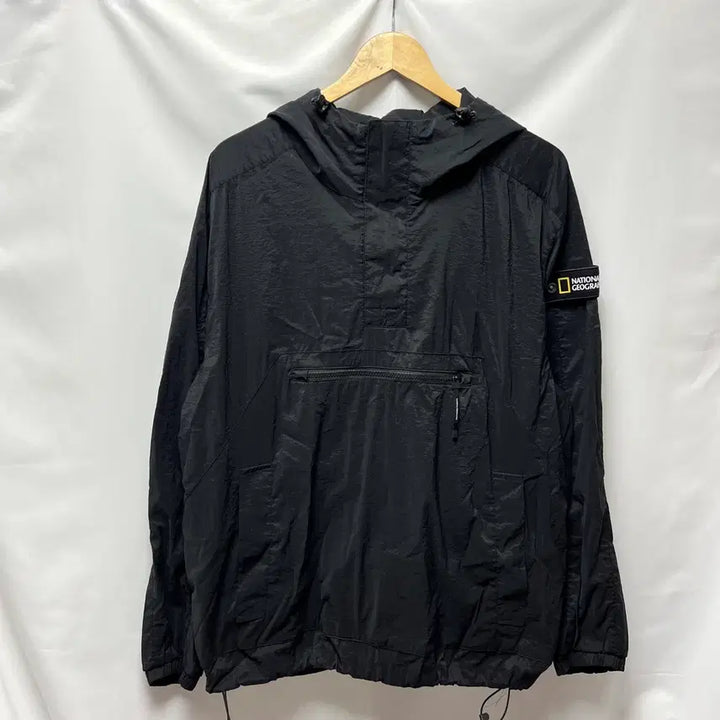 [BUNJANG] National Geographic Patch Black Windbreaker Anorak Half-Zip XL / [정품/XL] 내셔널지오그래픽 와펜 블랙 바람막이 아노락 반집업
