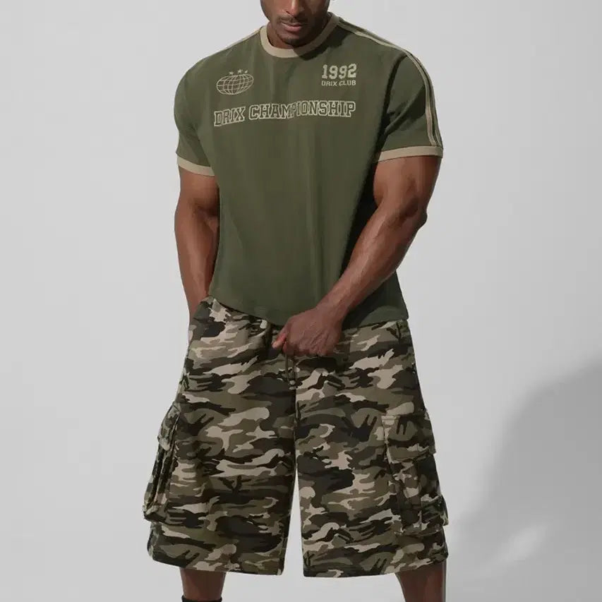 [BUNJANG] Driks Muscle Fit Track Line Ringer Half Sleeve T-shirt / 드릭스 머슬핏 트랙 라인 링거 하프 슬리브 머슬핏 반팔티, 링거티