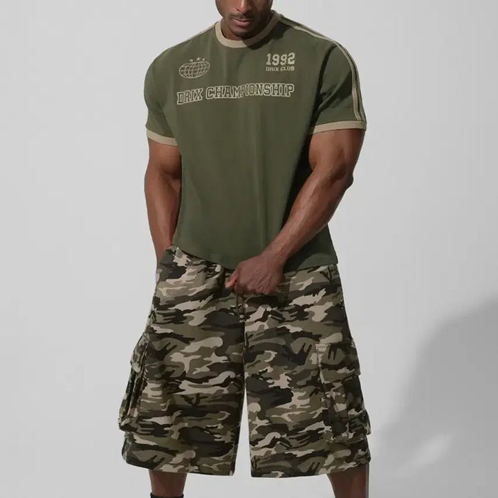 [BUNJANG] Driks Muscle Fit Track Line Ringer Half Sleeve T-shirt / 드릭스 머슬핏 트랙 라인 링거 하프 슬리브 머슬핏 반팔티, 링거티