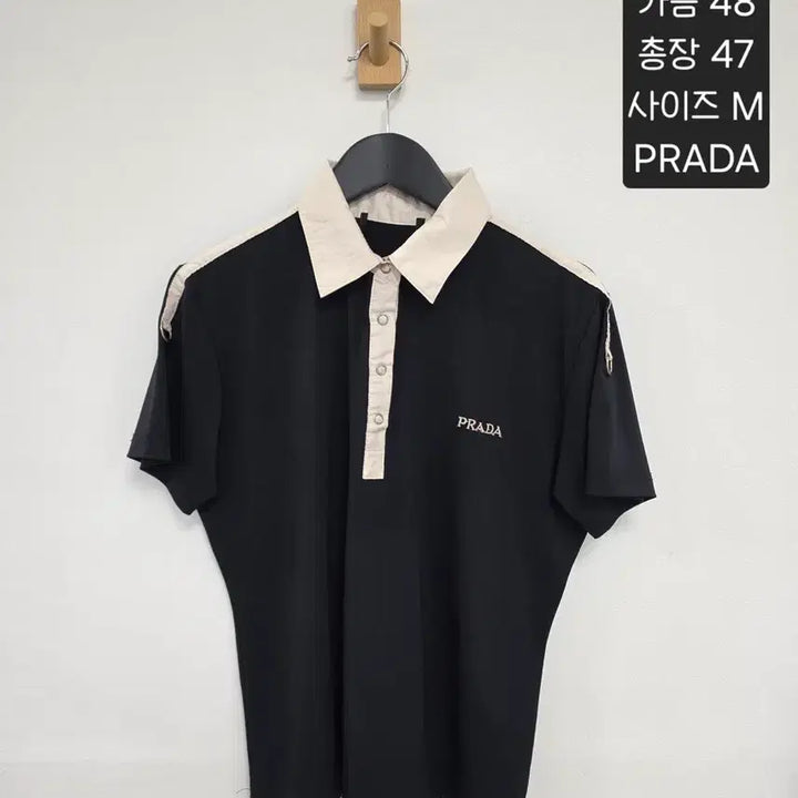 [BUNJANG] Prada Black Collar Short Sleeve T-Shirt M / 프라다 블랙 카라 반팔티 M