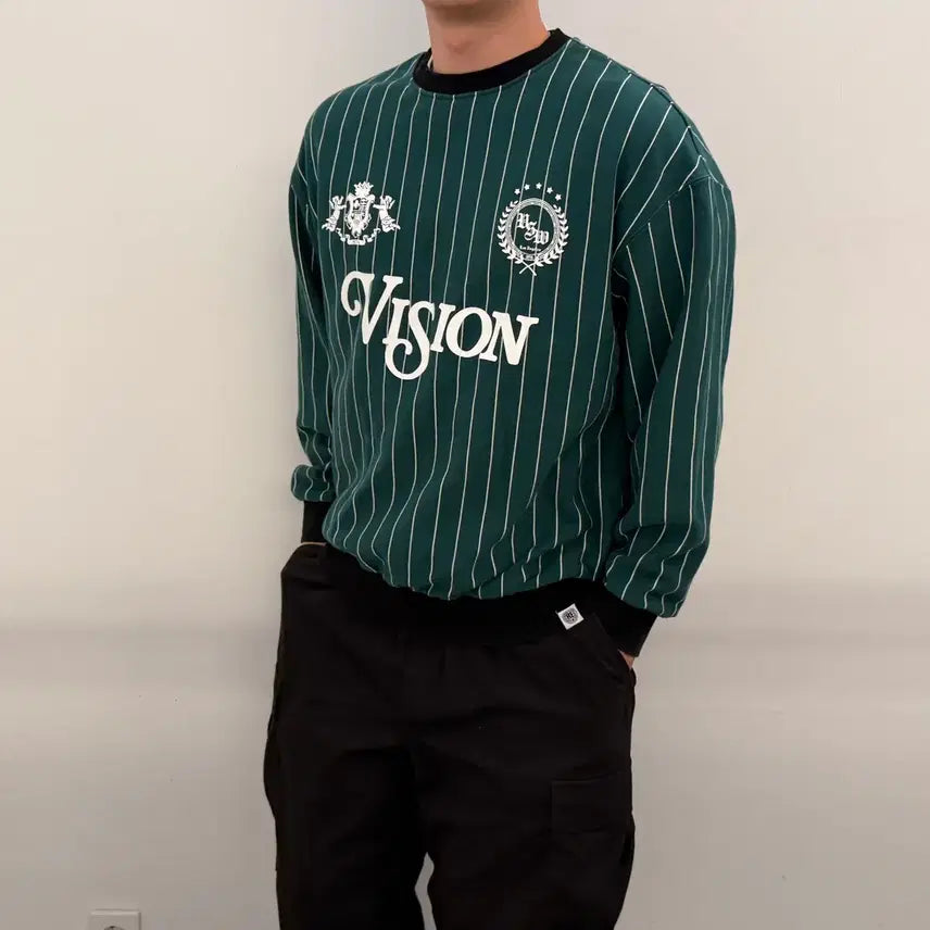 [BUNJANG] Vision Street Stripe Sweatshirt L / 비전스트릿 스트라이프 맨투맨