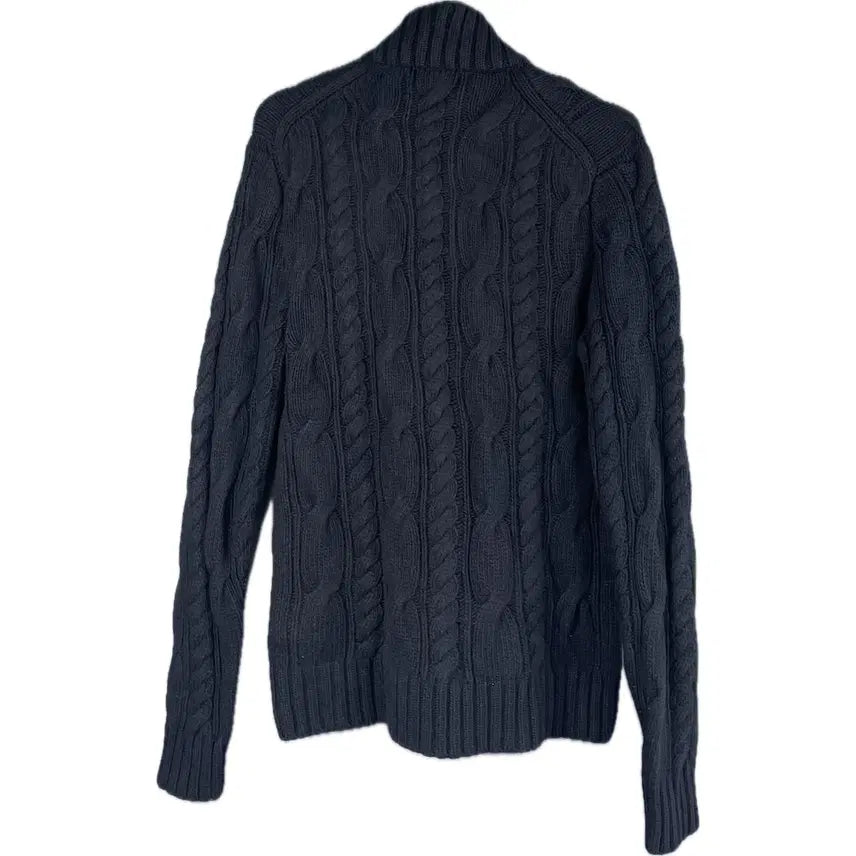 [BUNJANG] Polo Ralph Lauren Merino Wool Half Collar Neck Cable Knit Sweater - Size S / [S] 폴로 랄프로렌 메리노 울 하프 카라넥 버튼 꽈배기 니트