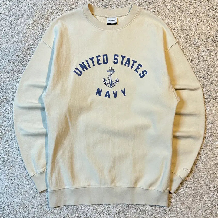 [BUNJANG] OUTSTANDING US NAVY Sweatshirt Ivory / [S] 아웃스탠딩 OUTSTANDING US NAVY 맨투맨 아이보리