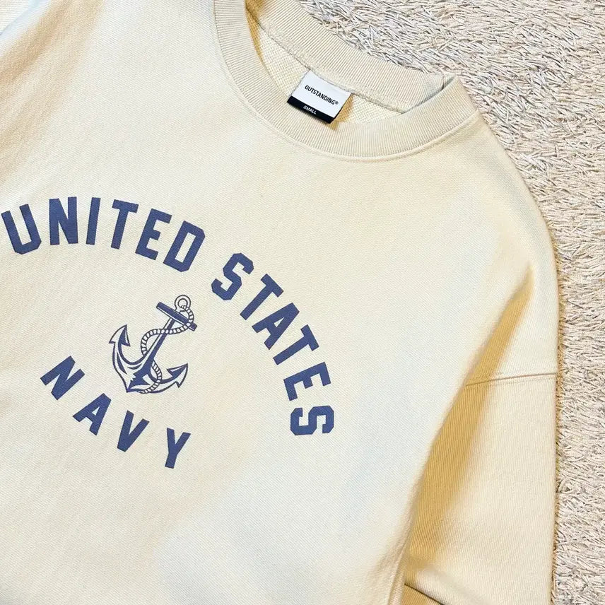 [BUNJANG] OUTSTANDING US NAVY Sweatshirt Ivory / [S] 아웃스탠딩 OUTSTANDING US NAVY 맨투맨 아이보리