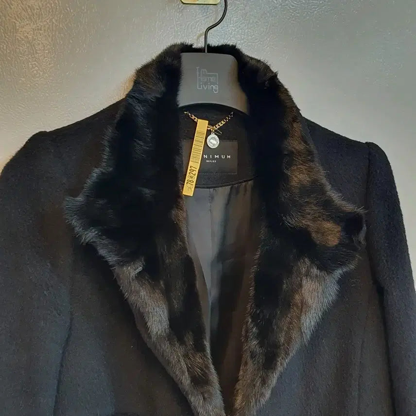 [BUNJANG] Minimum Mink Collar Alpaca Wool Coat / 미니멈 밍크카라 알파카+ 모 코트88-94-165