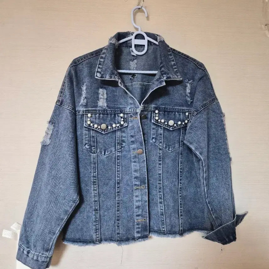 [SOLD OUT] 진주 데님 청자켓 데미지 스타일